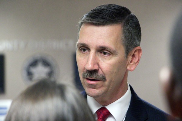 District Attorney Steve Kunzweiler talks to the media Friday, Oct. 30, 2015, after District Judge James Caputo recused himself from hearing Robert Bates manslaughter case. DYLAN GOFORTH/The Frontier