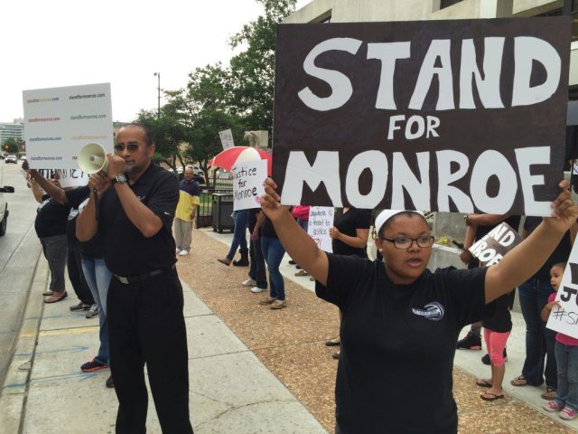 Monroe Bird protest. DYLAN GOFORTH/The Frontier